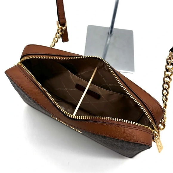Michael Kors Large EW Crossbody Bag Brown/Gold - Picture 7 of 9